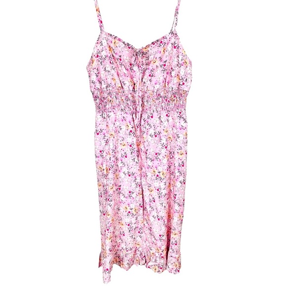 Tristan strappy floral mini dress, 12, smocked, ruffled skirt, pinks, Feminine - Picture 2 of 9